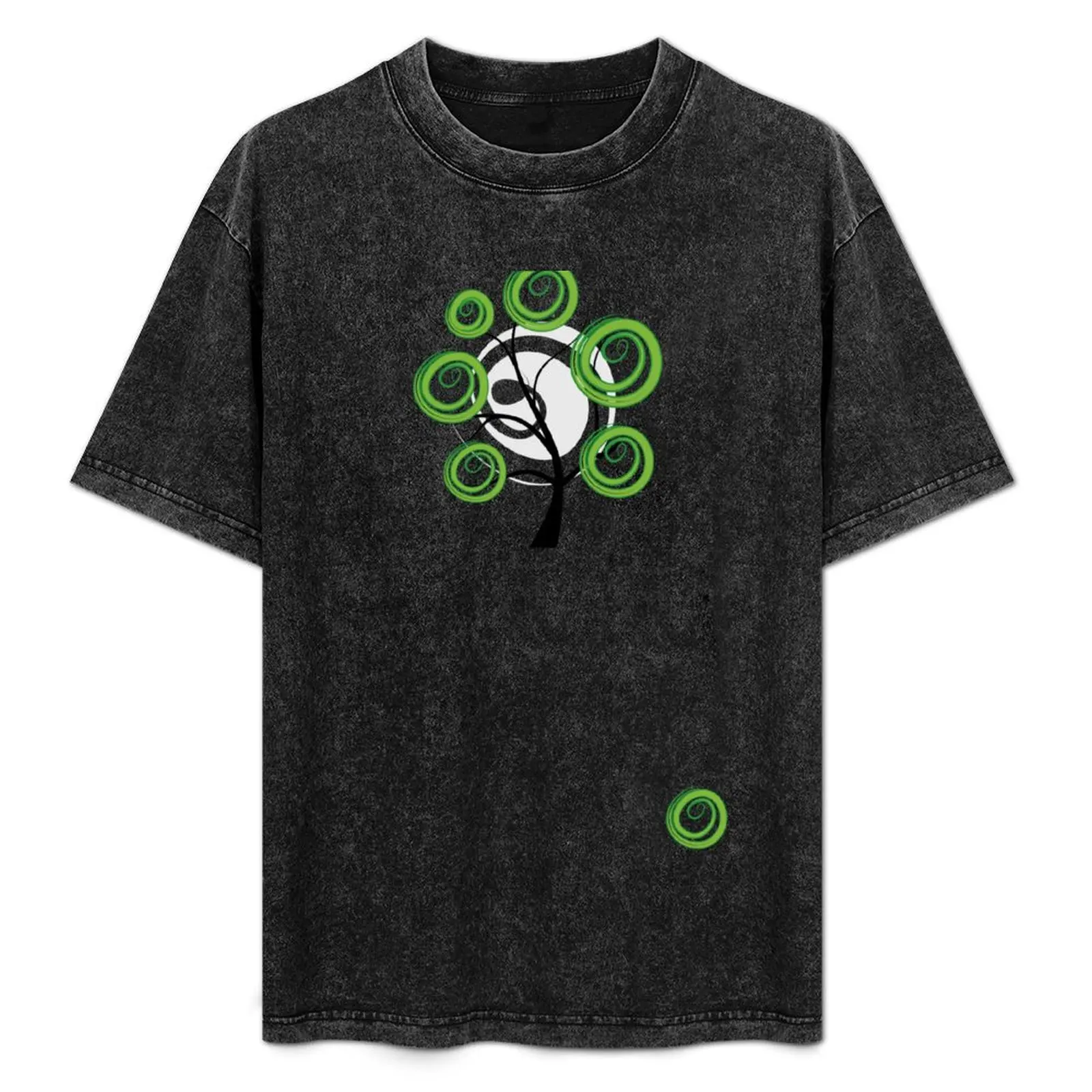 

Green summer T-Shirt Vintage Print Crew Neck Tee