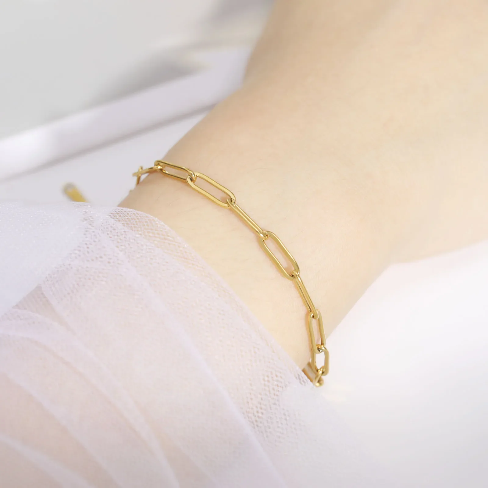 Stainless Steel Bracelet for Women Paperclip Chain Minimalist Jewelry Gift for Friend Fashion Simple Accessories