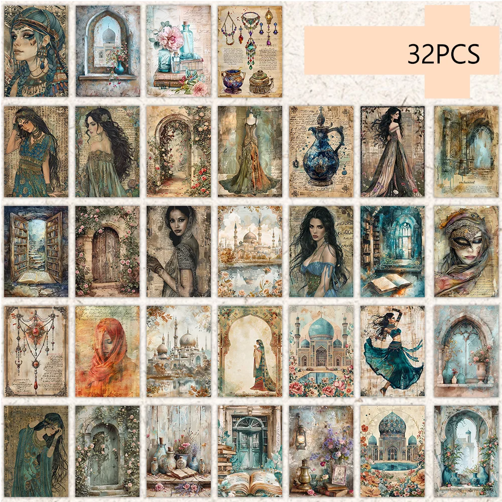 

32pcs, vintage dancing girl postcards, wall stickers, mailing cards, greeting cards, DIY postcards, commemorative postcards