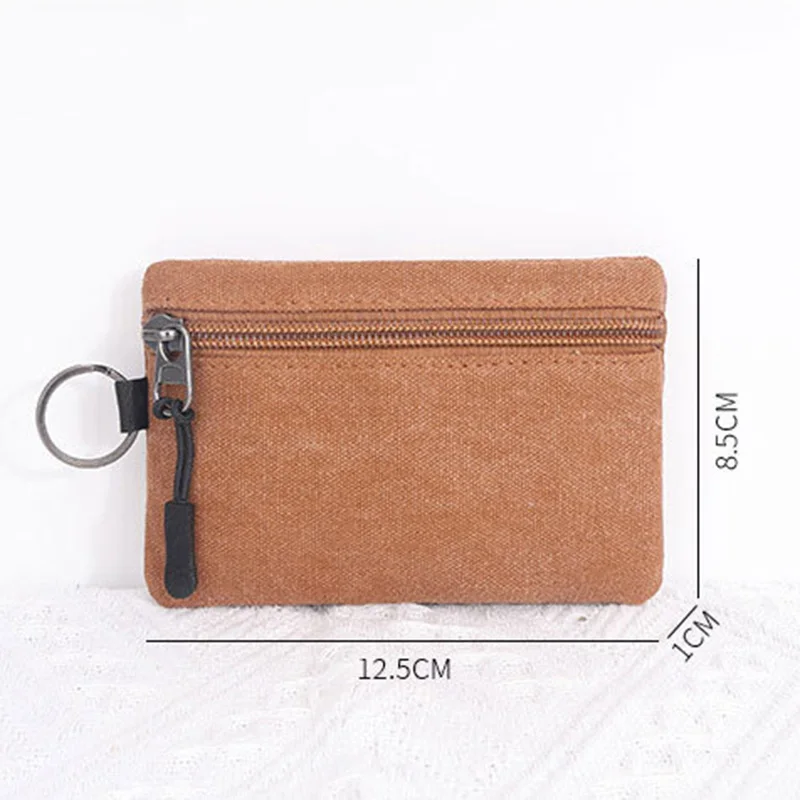Women Small Coin Retro Card Purses Men Change Purses Canvas Mini Coin Wallet Bag Solid Color Zipper Key Bag Money Pocket Purse