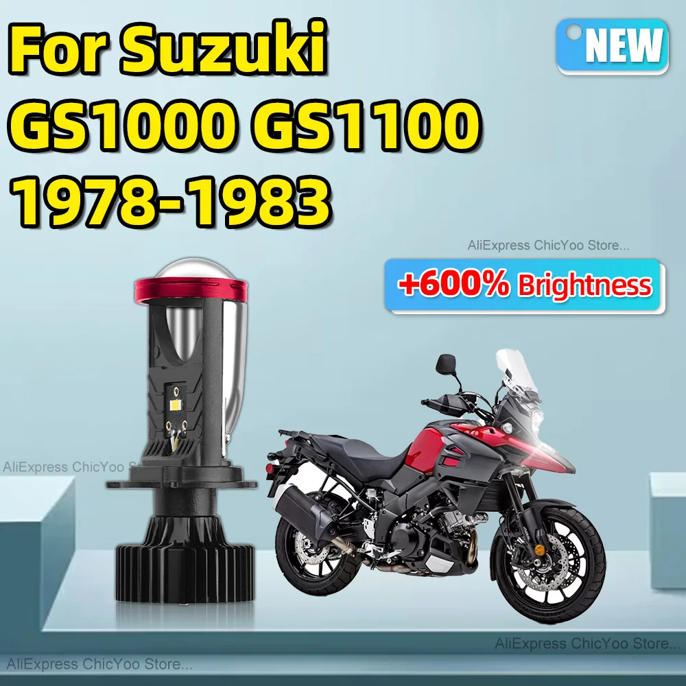 For Suzuki GS1000 GS1100 1978 1979 1980 1981 1982 1983 6000K H4 LED Motorcycle Projector Headlight Bulb CSP Lens Cut-off Lin