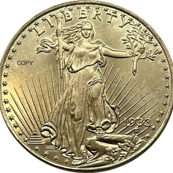 세인트 가우덴스 더블 독수리, 미국 자유 1933, 20 달러, 신 안에 모토가 있는 금화 복사 