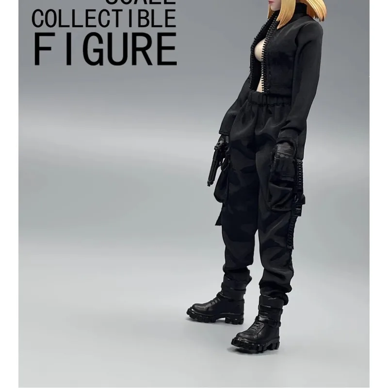 

1/12 Scale Female Soldier Pants Trendy Overalls Coat Set Clothes Model Decor for 6'' Toy Figures Body Doll DIY