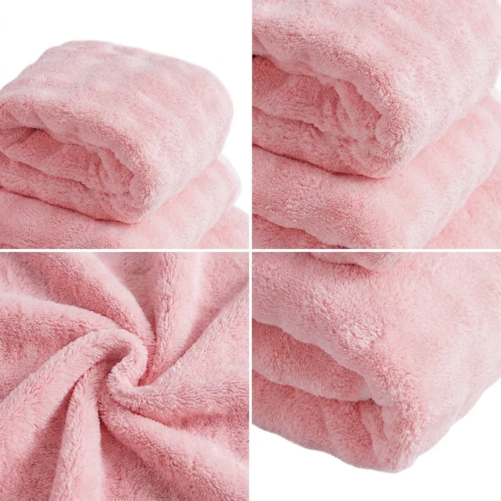 Lint Free Fabric Coral Fleece Towel Set Machine-washable Thickened Coral Fleece Skin-friendly Texture Highly Absorbent
