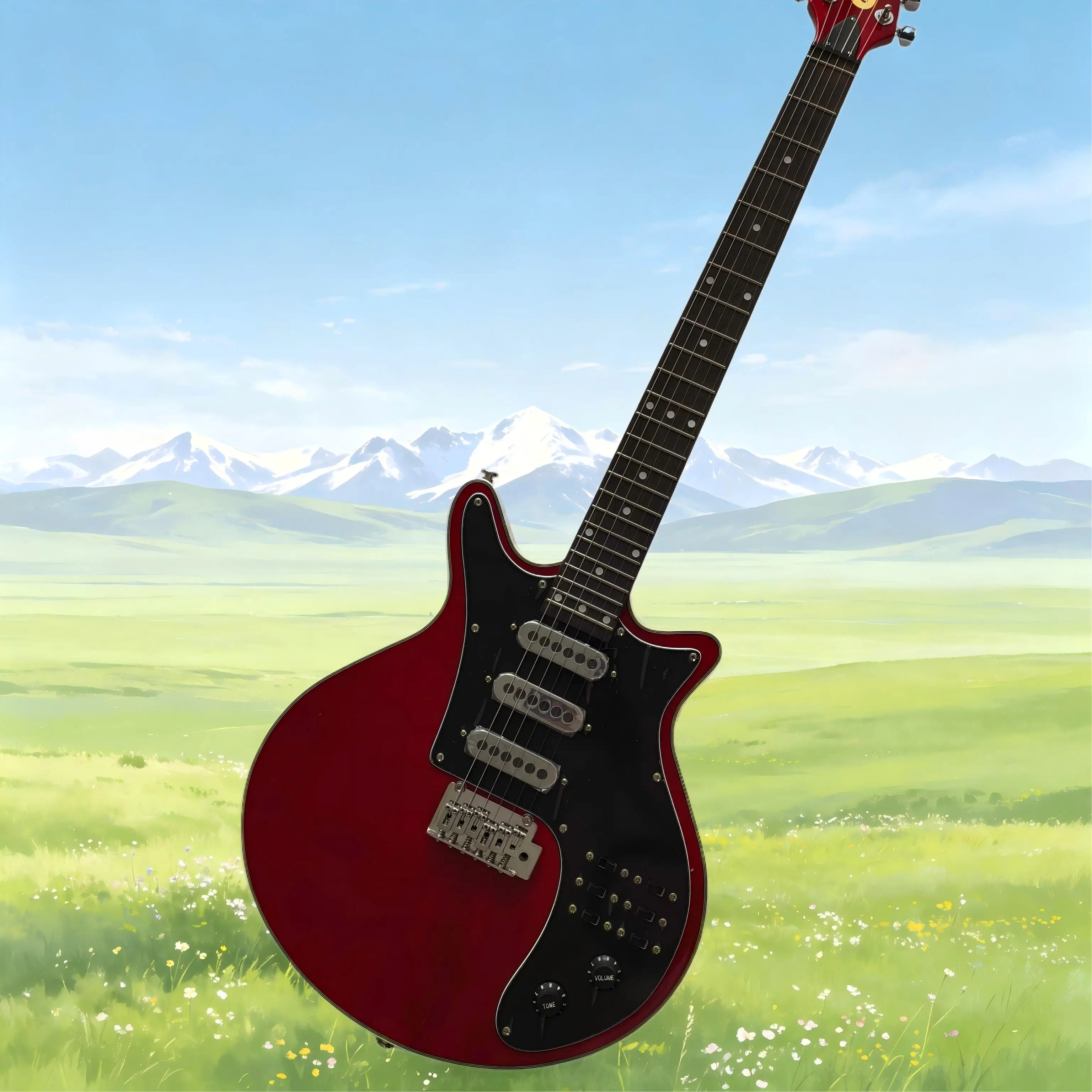 Electric Guitar Cherry Red Mahogany Body 3 Single Coil Pickups Tremolo Multi Switch Professional Rock Guitar For Stage Live Performance