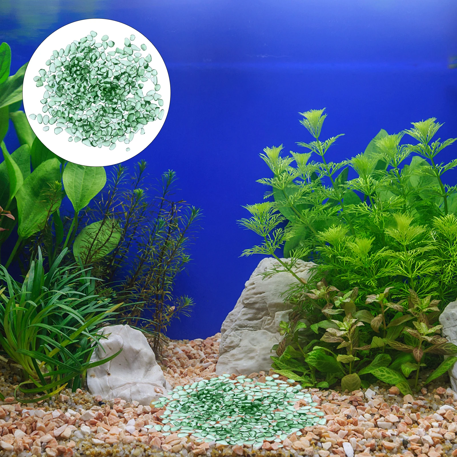 

500G Colorful Aquarium Fish Tank Stone Crystal Glass Gems Pebbles Decor Transparent Safe For Turtle Tank Water Plants