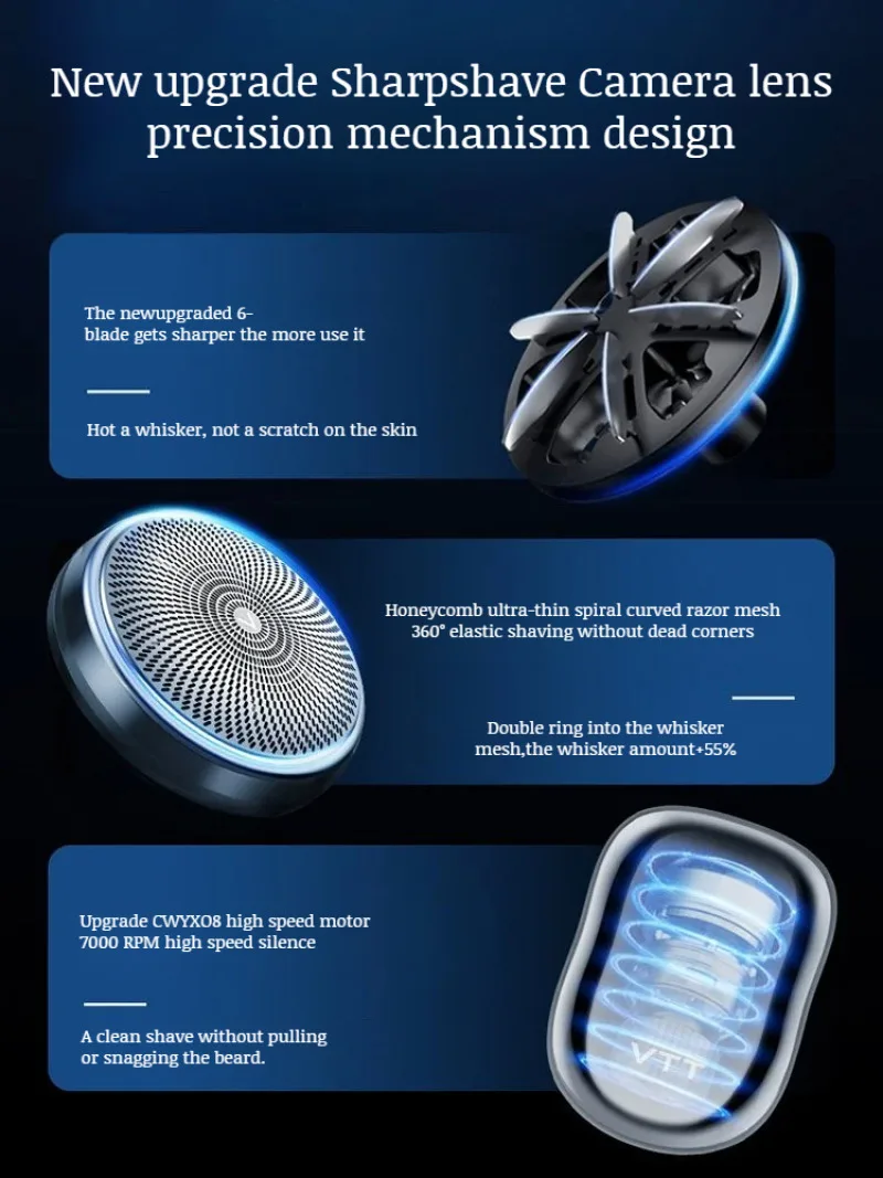 USB 충전식 휴대용 전기 면도기, 수염 트리밍 도구, 편리하고 강력한 면도기
