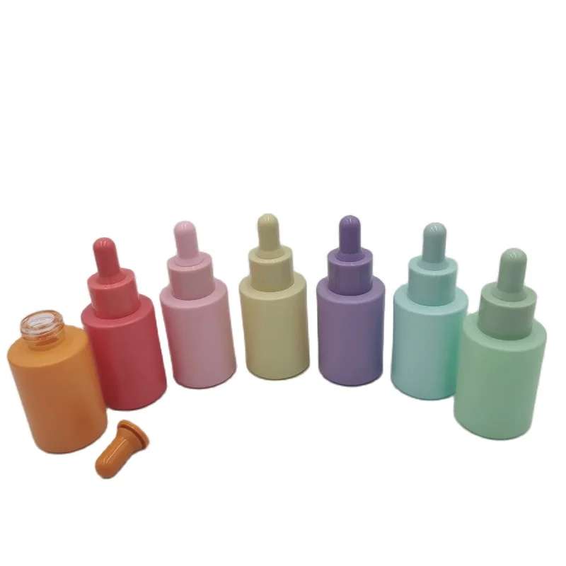 30ML Glass Dropper Bottle Macaron Color Serum Liquid Drop Pipette Cosmetic Container Frosted Essential Oil Dropper Bottle 20pcs