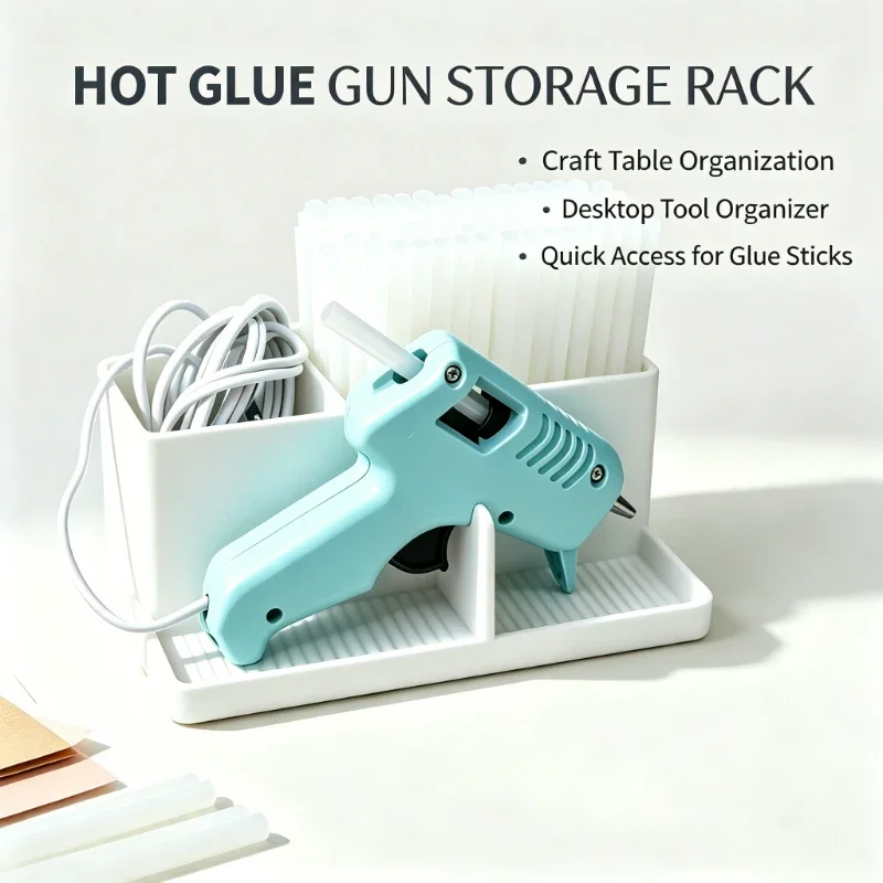 Hot Glue Gun Stand Organizer, Desktop Craft Tool Storage Rack with Glue Stick Holder & Cord Management