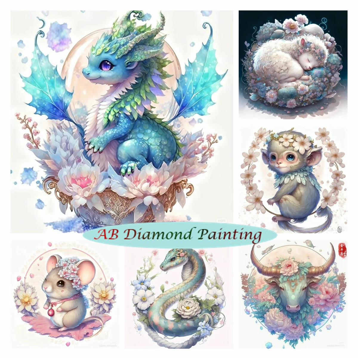 

12 Constellation 5D AB Diamond Painting Zodiac Sign Cute Animal Diamond Embroidery Monkey Cross Stitch Kits Home Decor Kids Gift