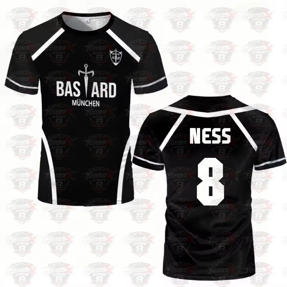 Blue Lock Anime Shirt Black And White Maillot Men's Football T-shirt Kaiser Isagi Training Breathable Sports Men's T-shirt view 5