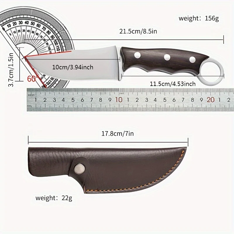 PLYS Stainless Steel Boning Knife Portable Picnic and BBQ Cutting Meat Small Knife Sharp Pocket Knife with Knife Cover