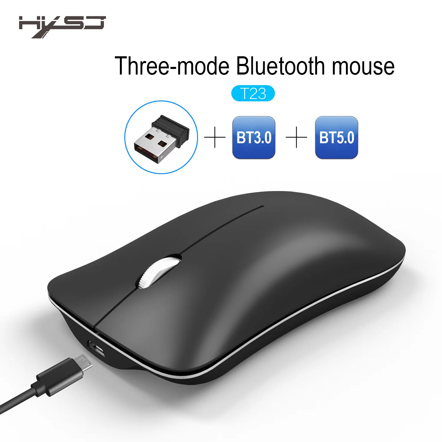 Souris sans fil silencieuse rechargeable |   Souris optique Bluetooth et 2.4G bimode pour le bureau et les jeux