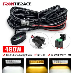 Car Work Light Switch Light Bar Motorcycle 4 Lamp Chigh Power Wiring Harness for Car Boat Truck 180W 300W Cable Relay Wire