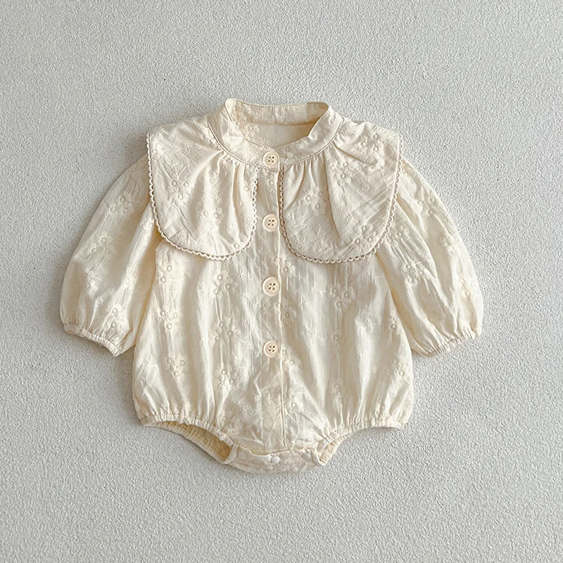 

New Spring and Autumn Baby Large Collar Romper Baby Jumpsuit Girl Embroidered Dress Princess Sister Outfit