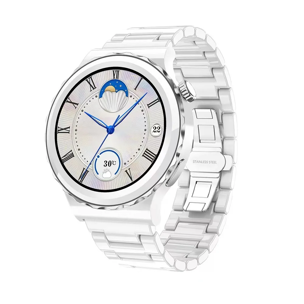 Smart Watch For Women NFC Heart Rate Blood Pressure Bluetooth Call Female Physiological Cycle Ceramic Strap Women Watch Reloj