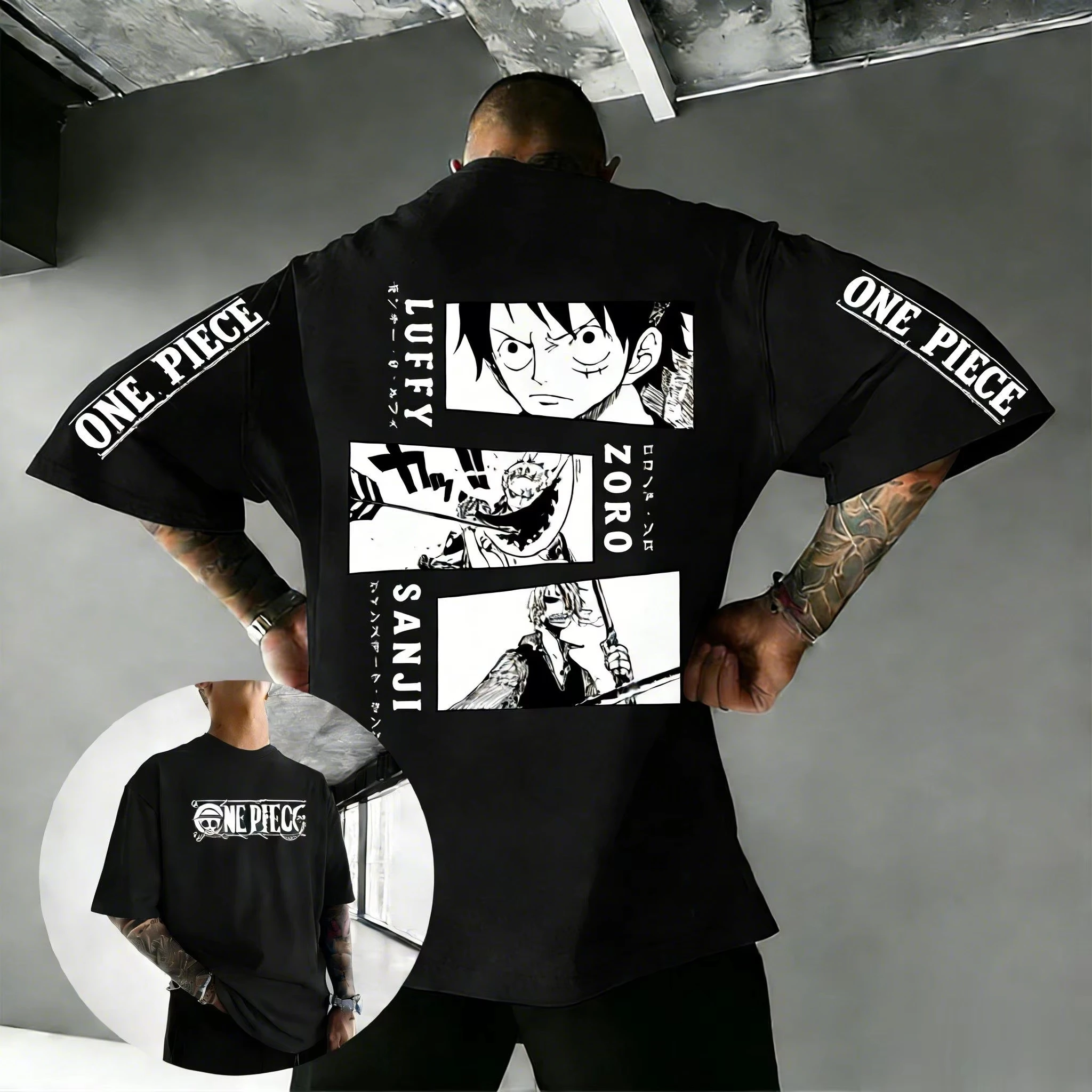 

Новая футболка 2026 года с мультяшным принтом персонажей One Piece: Луффи, Сатору и Ямато, повседневный топ с коротким рукавом для мужчин и женщин