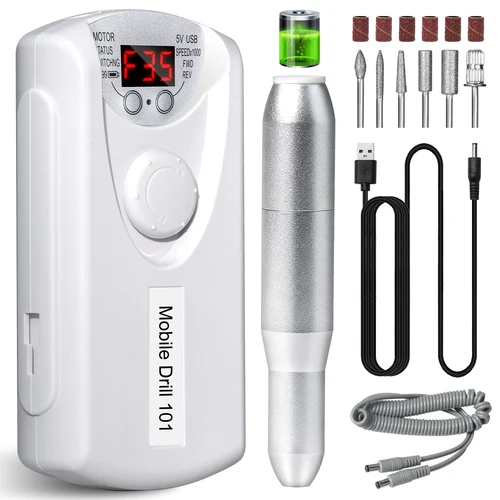 Taladro de uñas de 35000RPM para uñas, manicura recargable, taladros eléctricos profesionales de poco ruido, lijadora de pulido inalámbrica