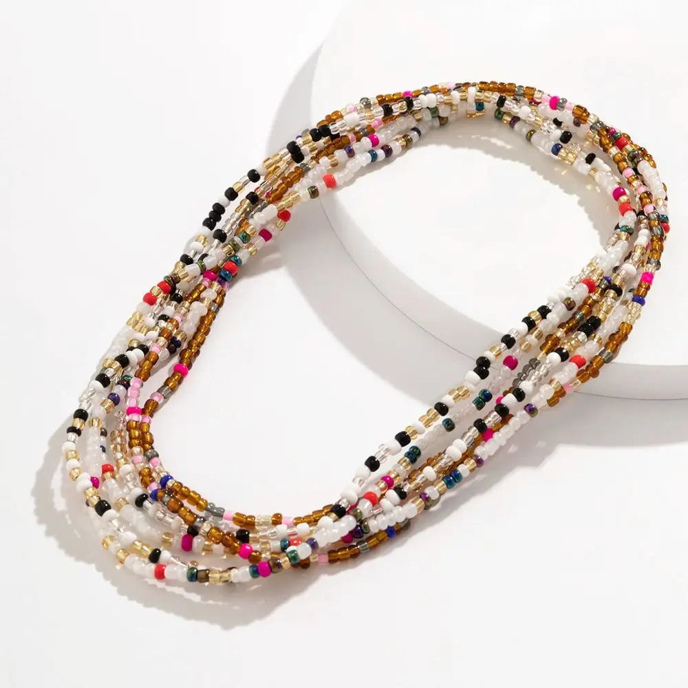 مجوهرات الجسم الأرز حبة الخصر سلسلة ملونة مطاطا حزام البطن سلسلة البيكينيات مجوهرات العرقية نمط الجسم سلسلة مجوهرات الفتيات #4