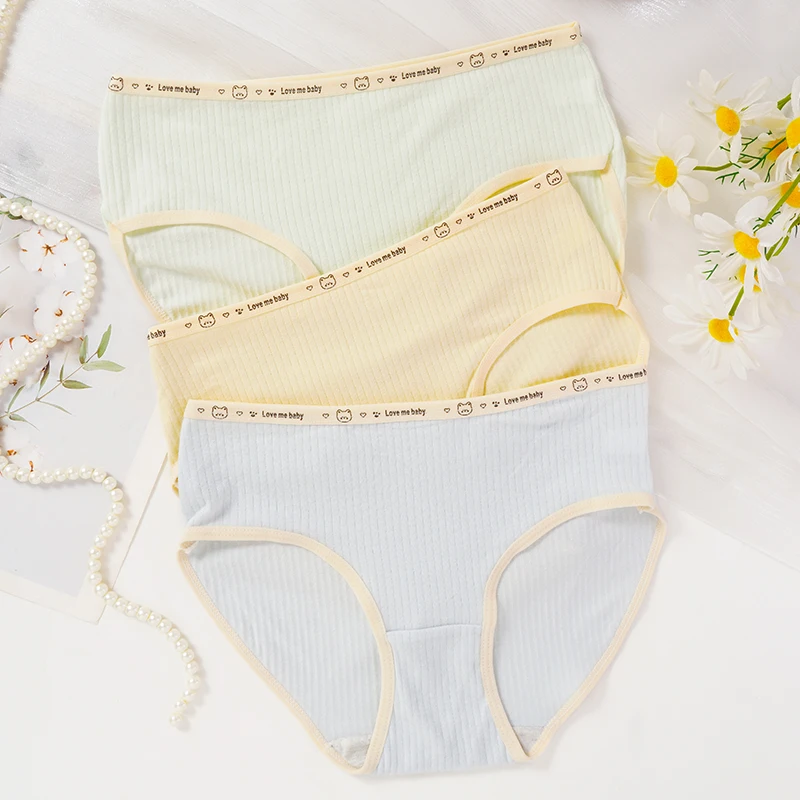 Women's Panties Cotton Woman Underwear Soild Color Female Lingerie Underpants Striped Letter Belt Comfortable Intimates Briefs