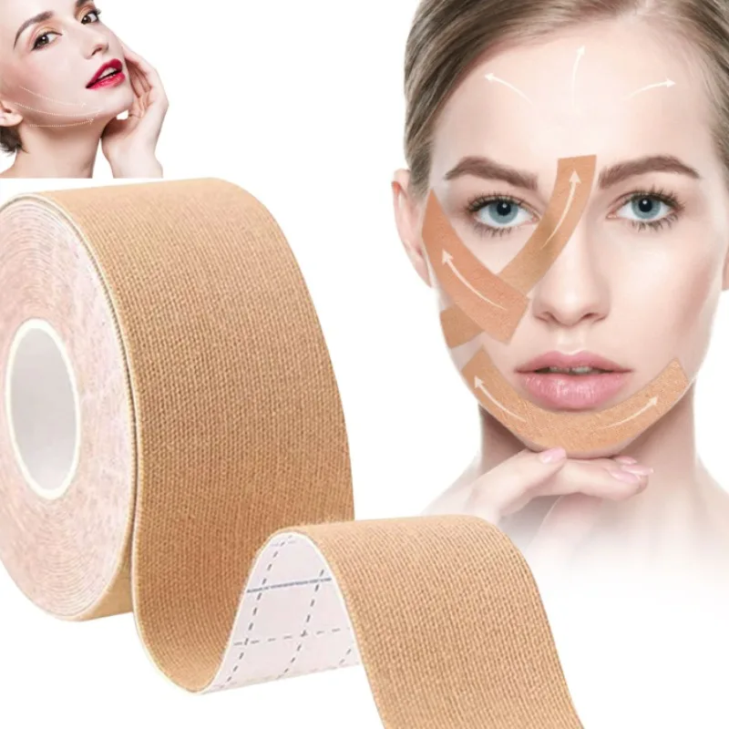 1/2 لفات شريط علم الحركة للوجه الخامس خط الرقبة عيون رفع مزيل التجاعيد ملصق الشريط ضمادة مرنة أدوات العناية ببشرة الوجه