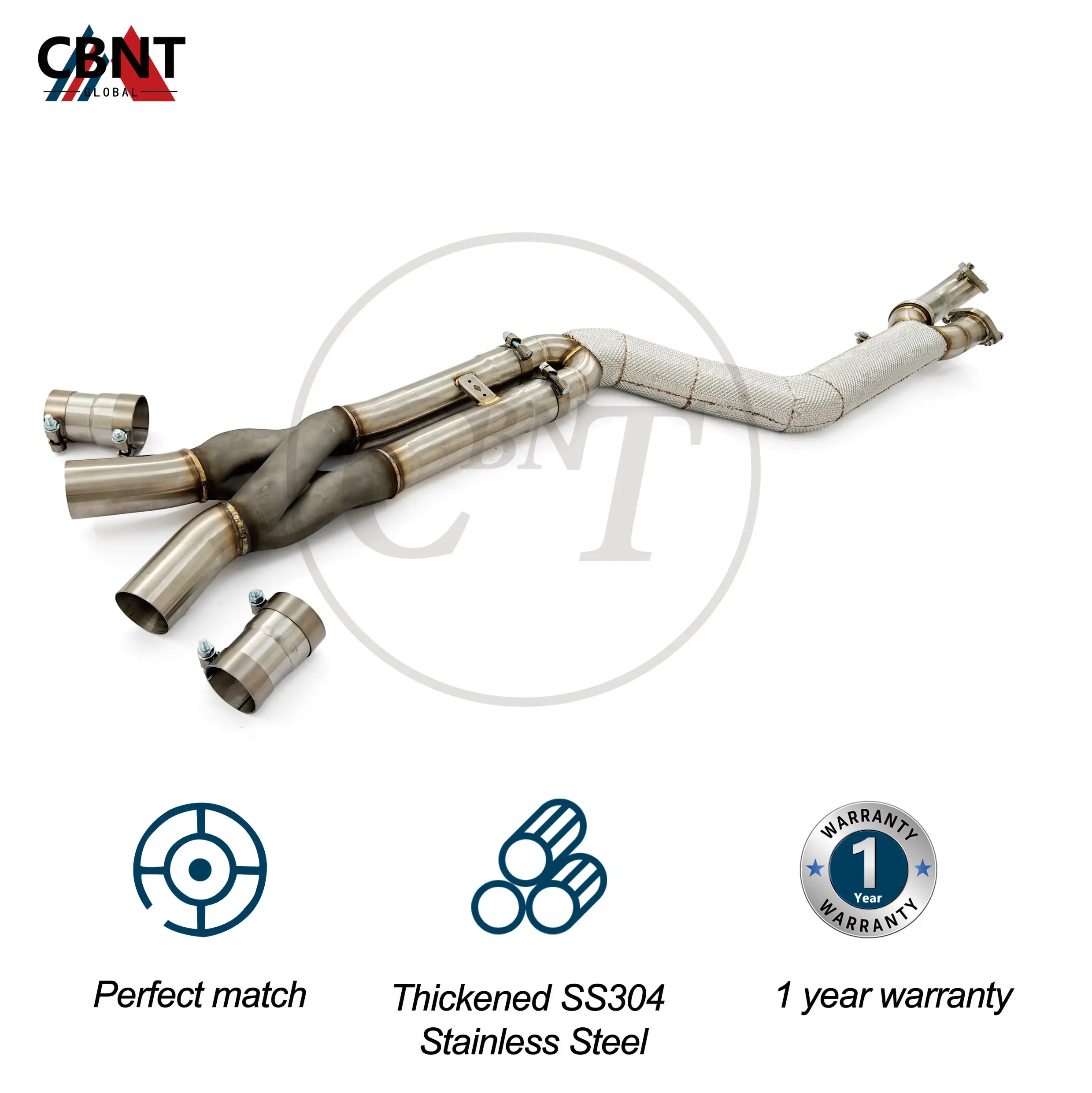 CBNT 4 Inch Midpipe with 3D Z Pipe for BMW G80 M3 G82 M4 G87 M2 S58 3.0T SS304 101mm Single Midpipe Exhaust with Heat Shield