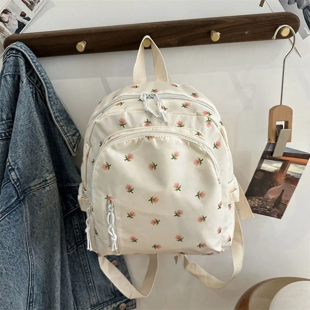 الموضة الكورية أنماط المرأة الأزهار على ظهره صغيرة الحجم سستة إغلاق حقيبة مدرسية سعة كبيرة الفتيات حقيبة يد استخدام السفر #2