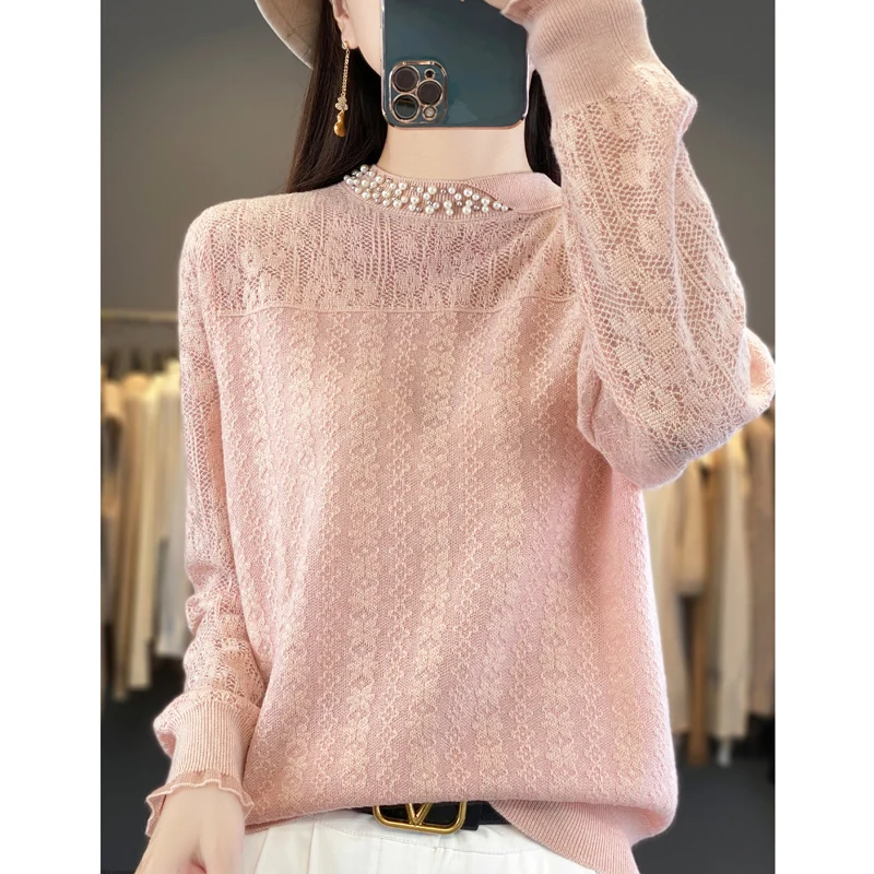 2024 Spring and Autumn Winter Women's Cashmere Sweater Fashion Hoodie Knitted Cashmere Wool Women's Sweater