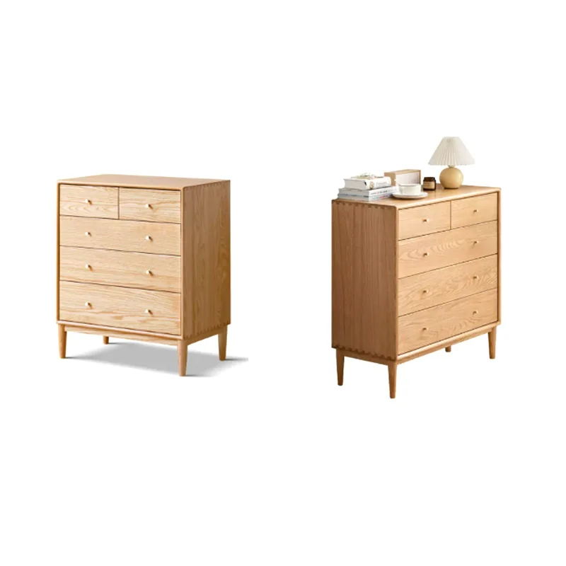 

Solid wood chest of drawers Simple log narrow drawer chest of drawers Oak chest of drawers Nordic bedroom locker