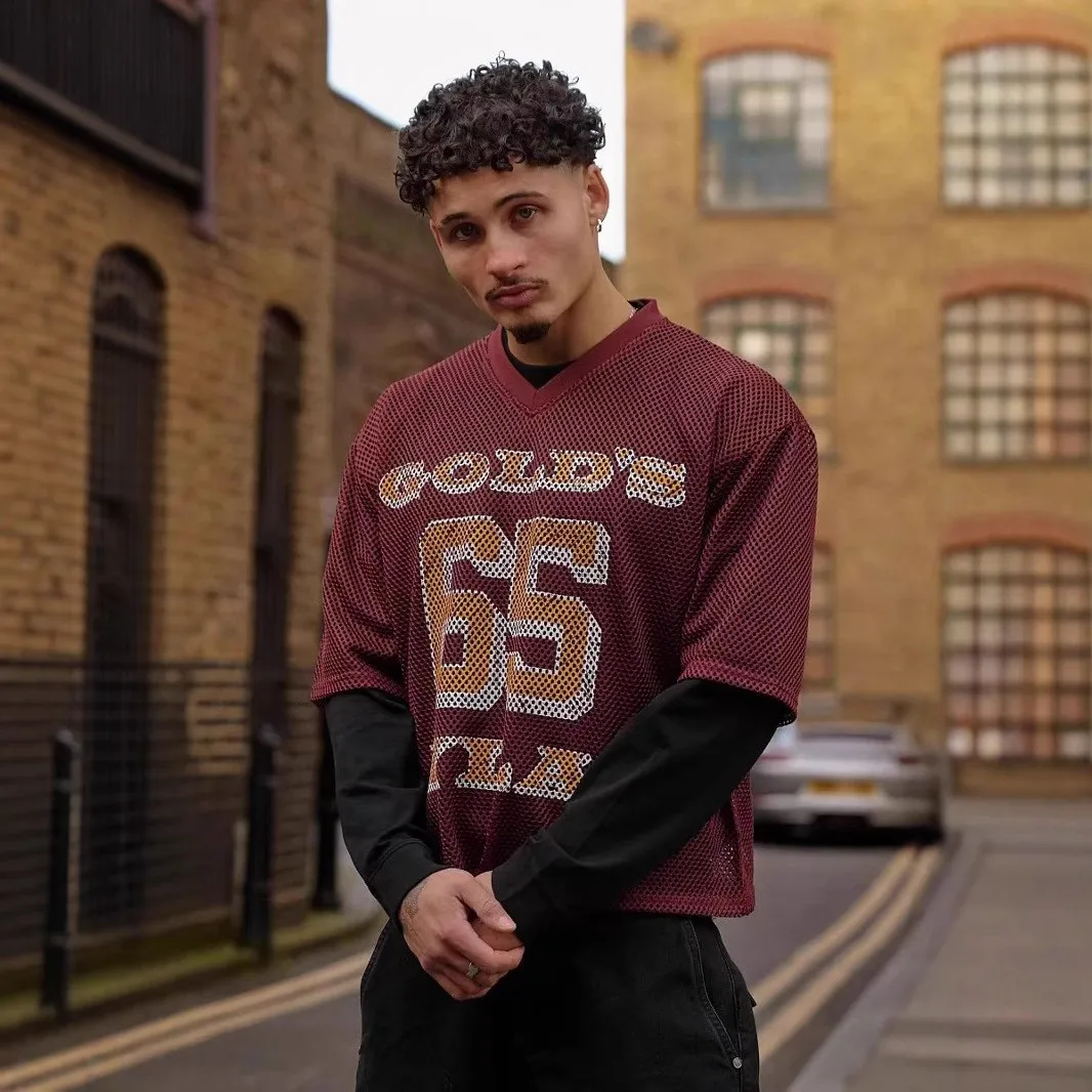 الرجال تي شيرت تي شيرت الرجال الصيف جديد الرياضة الترفيه الخامس الرقبة موضة ملابس فضفاضة ومريحة رياضة قمصان للجري رجل