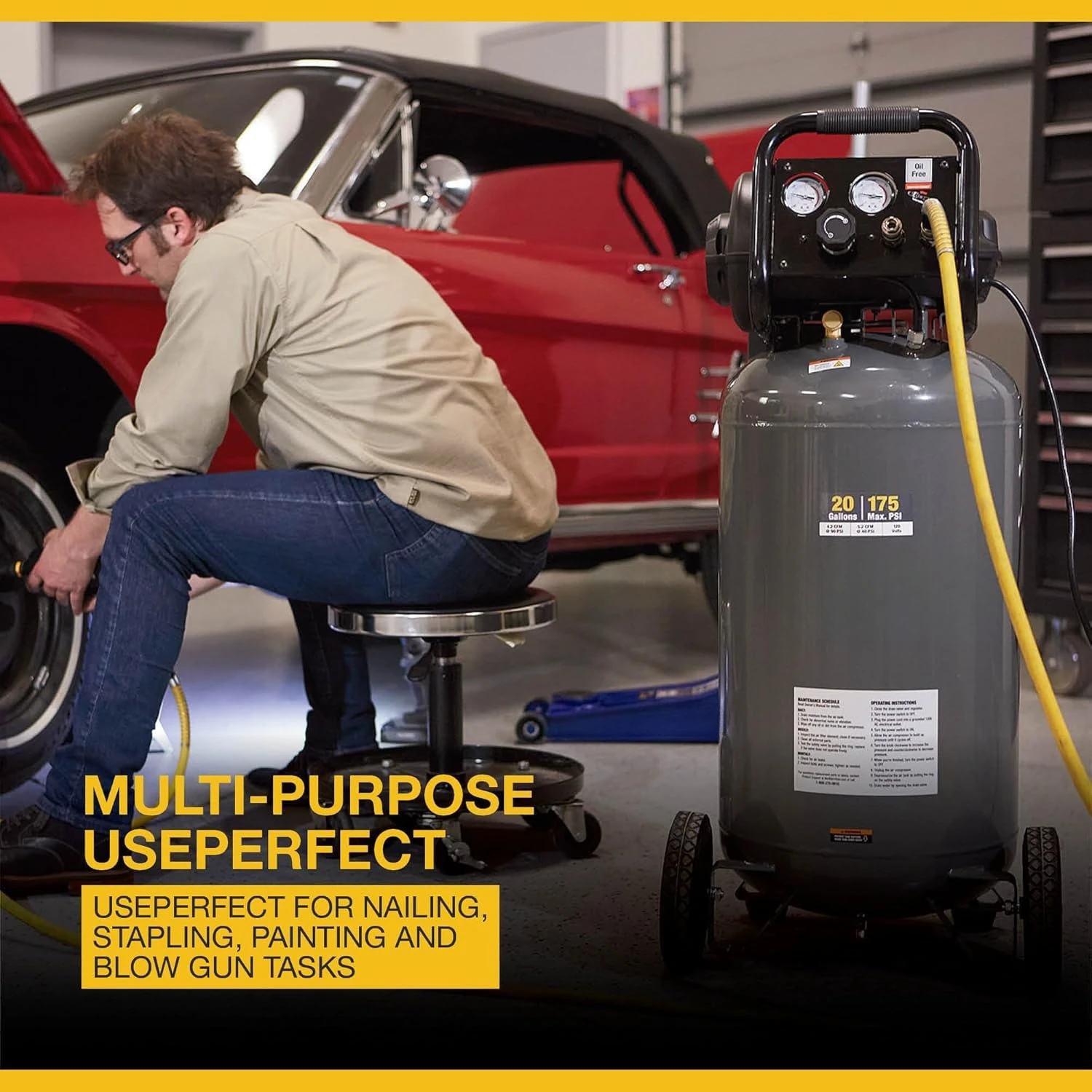 

20-Gallon Air Compressor, 2 HP, 120 Volts, 175 PSI·Factory Direct Sales