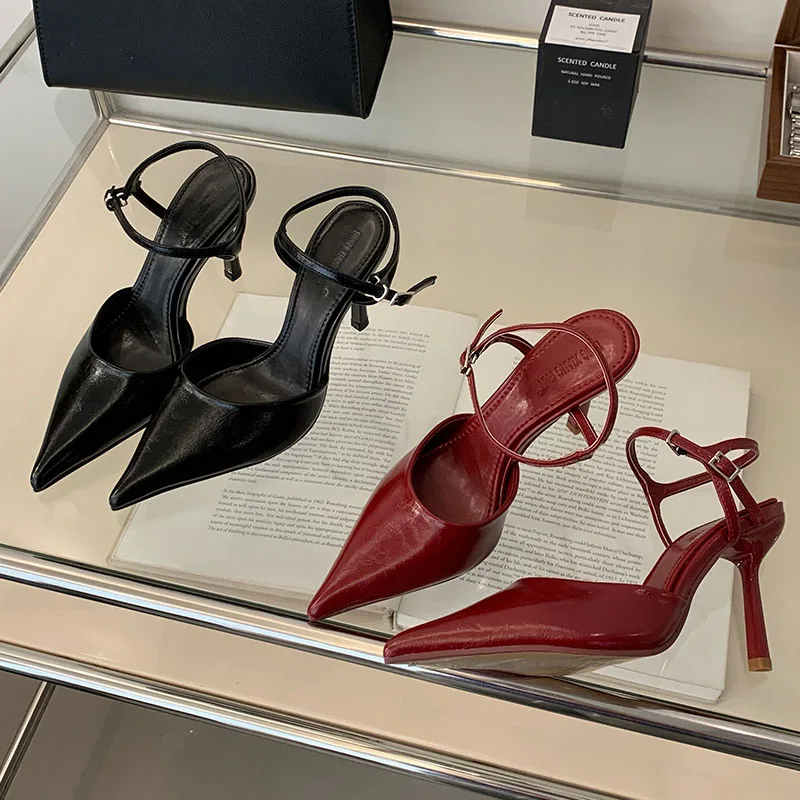 New In 2025 Footwear Shallow Ladies High Heels Shoes Female Pointed Toe Sandal Fashion Ankle Strap Women Heels Pumps Shoes Mules