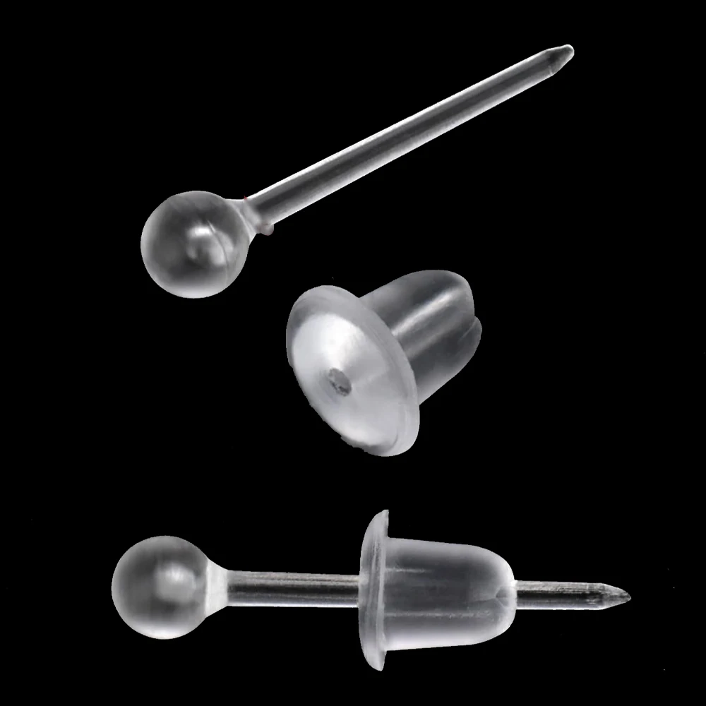 400pcs Plastic Clear Invisible Earrings Silicone Stud Replacements for Surgery Work Sports DIY Supplies for Women, Girls, Men