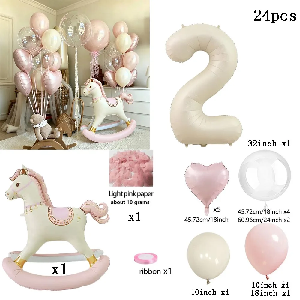 1 Set Rosa Trojanisches Pferd Ballon Schmetterling Schüttelpferd Folienballon Rosa Herzballon für Geburtstagsfeier, Babyparty, Dekoration, Geschenke – Detail 6