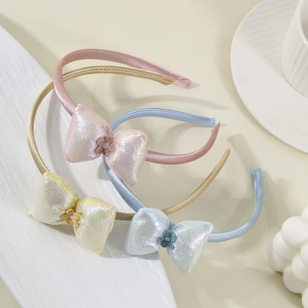 

Little Girls Shimmer Organza Bow Headband Sweet Mini Flower Girl's Hair Bands Princess Hair Hoop Children Hair Accessories