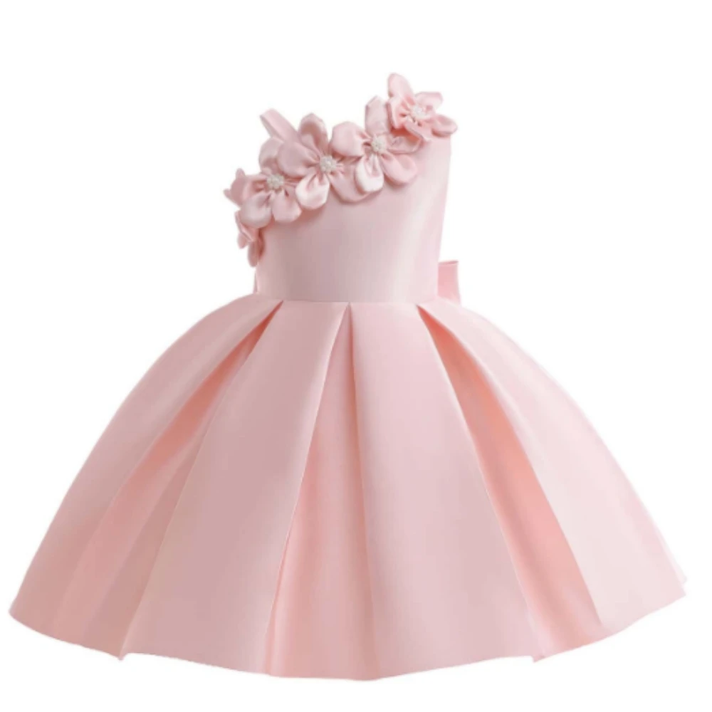 Summer Flower Party Girls Dress Elegant Bow Birthday Christmas Princess Kids Dress For Girls Wedding Bridemaid Prom Gown Vestido