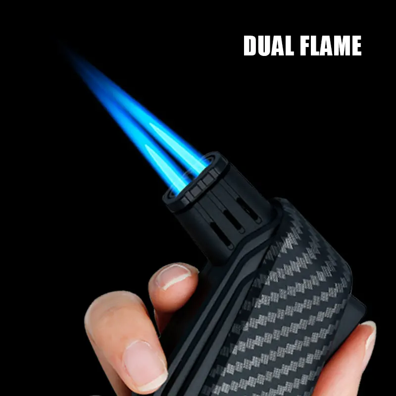 JOBON Double Blue Flame Inflatable Lighter, Locking Fire Function, Adjustable Flame Size, High , Compact and Portable,