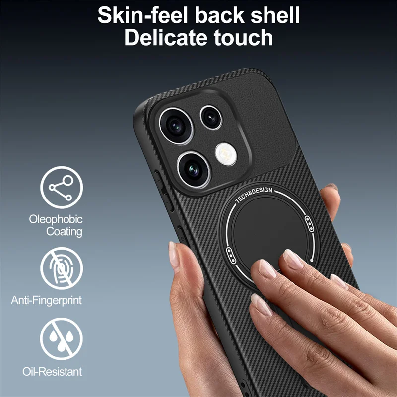 Carbon Fiber Pattern Armor Case For OPPO Reno 16 Pro 16F 16FS Reno16 F FS 5G Cover Magnetic Wireless Chraging Stand Shell Fundas - view 3