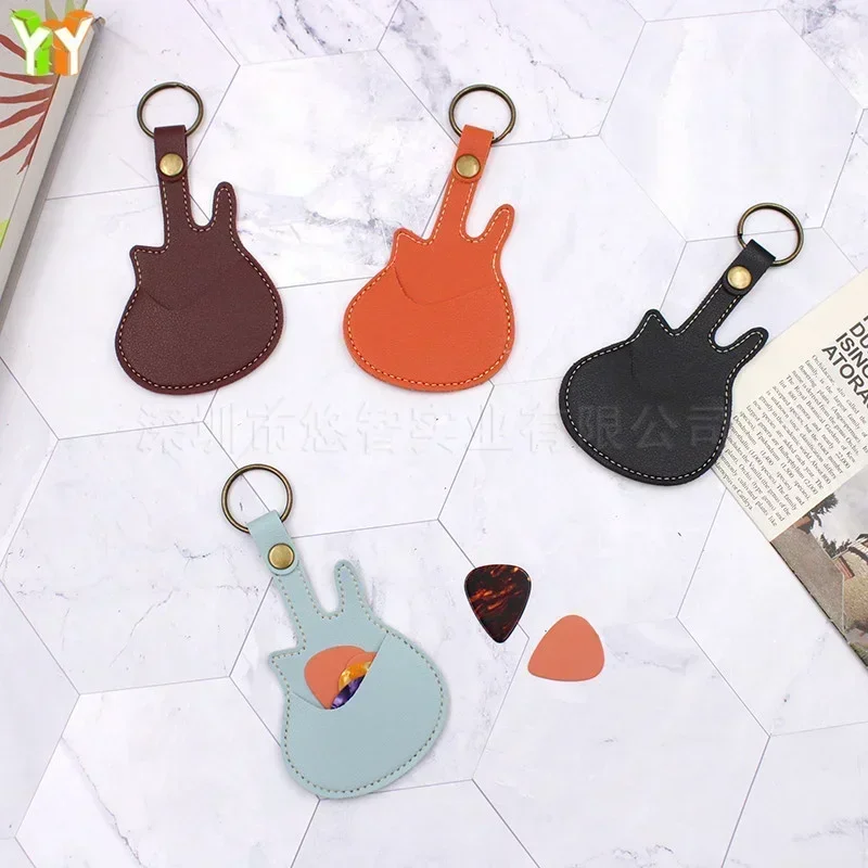 PU Leather Key Chain Guitar Picks Holder Keychain Plectrums Bag Case Supplies Guitar Strap  Guitar Neck