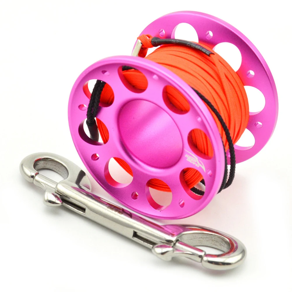 360 Degree Rotation Diving Equipment Underwater Accessories 60*42mm 15m Aluminum Alloy Reel Hassle-Free Operation