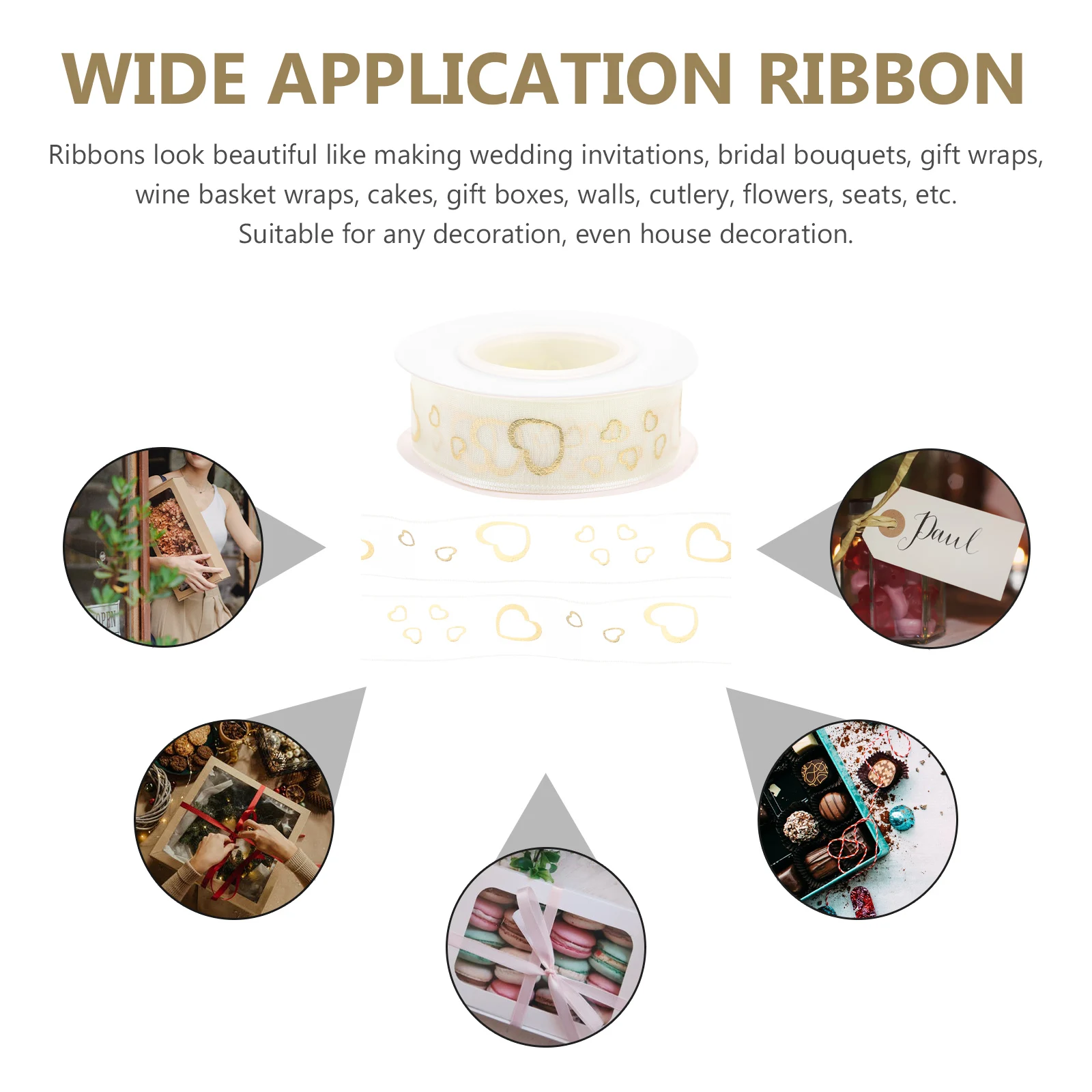 

Gold-Stitched Crafted Present Ribbon 100Cm Long Durable Cuttable Washable Non-Fading Wear-Resistant Diy Satin Ribbon Festival