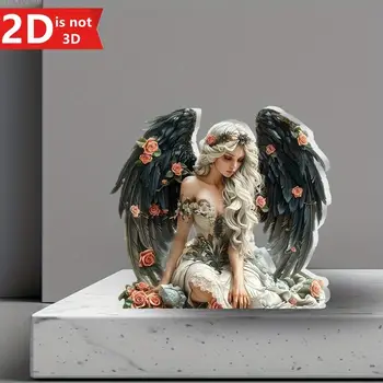 一件2D立體優雅天使擺件,擁有黑色大翅膀和玫瑰花,可作桌面裝飾品,非常適合擺放在家中、辦公室或咖啡館,也是一份獨特的禮物。 8 最佳銷售 天使裝飾 - №5