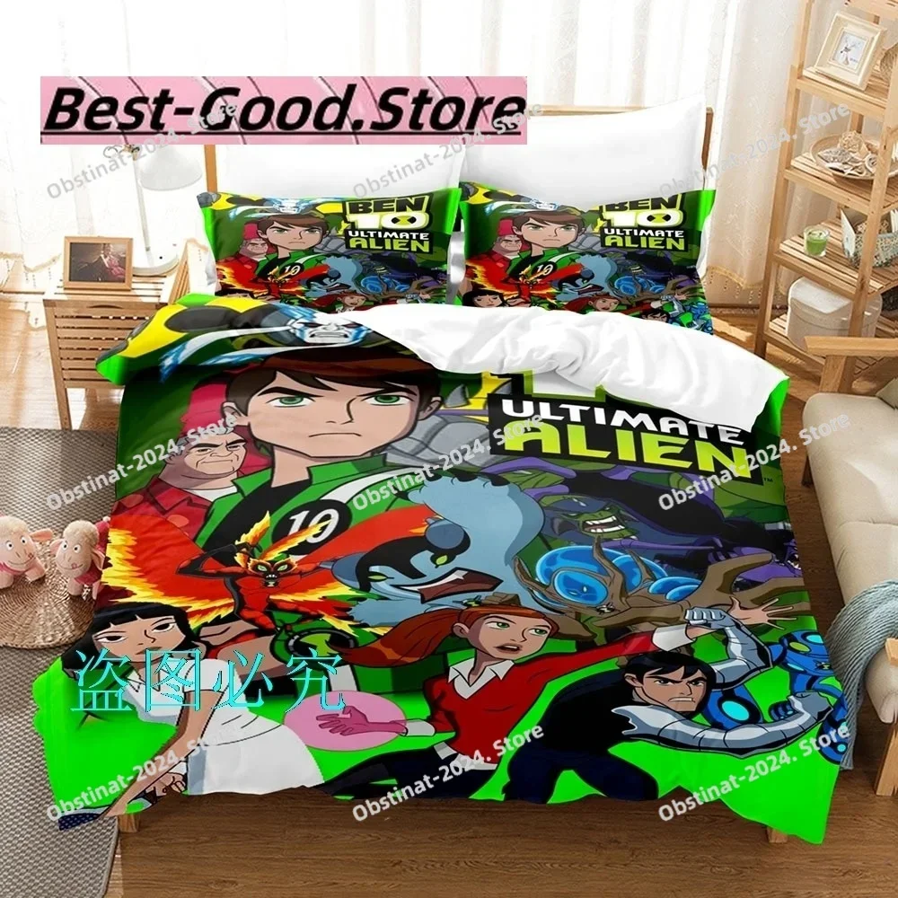 Hot Ben10 Ultimate Bedding Set Single Twin Full Queen King Size Bed Set Kids Bedroom Duvetcover Sets Anime Bed Sheet Set