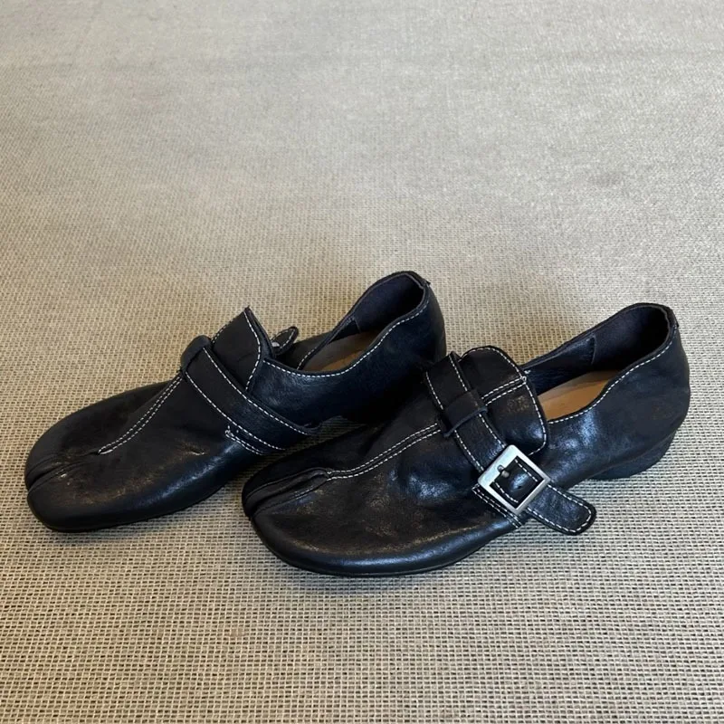 Women's Split Toe Casual Pump | Buckle Strap | Chunky Platform | Handmade | Black | UNITYPUREMAX™ Women's Split Toe Casual Pump | Buckle Strap | Chunky Platform | Handmade | Black | UNITYPUREMAX™