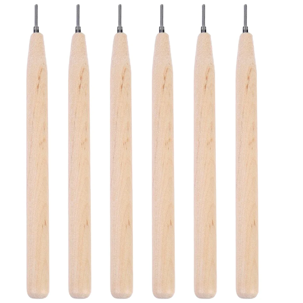 6 Pcs Log Paper Pen Quilling Kit Crafts Suite Bead Roller Tool Wooden Pole Slotted