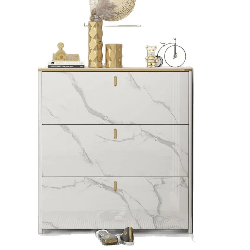 #Light luxury rock slab shoe cabinet household door space saving tipping bucket modern simple entrance hall cabinet