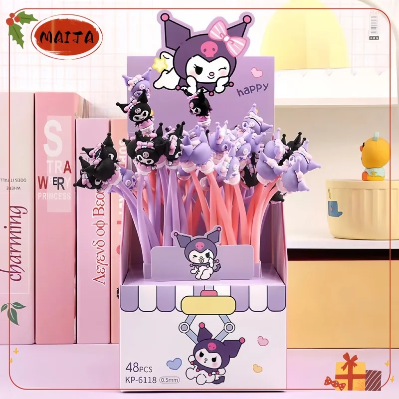 MINISO Kuromi Swinging Pen Ins High Beauty Creative Soft Rubber Neutral Pen Cute Girl Water Pen Student Stationery Wholesale