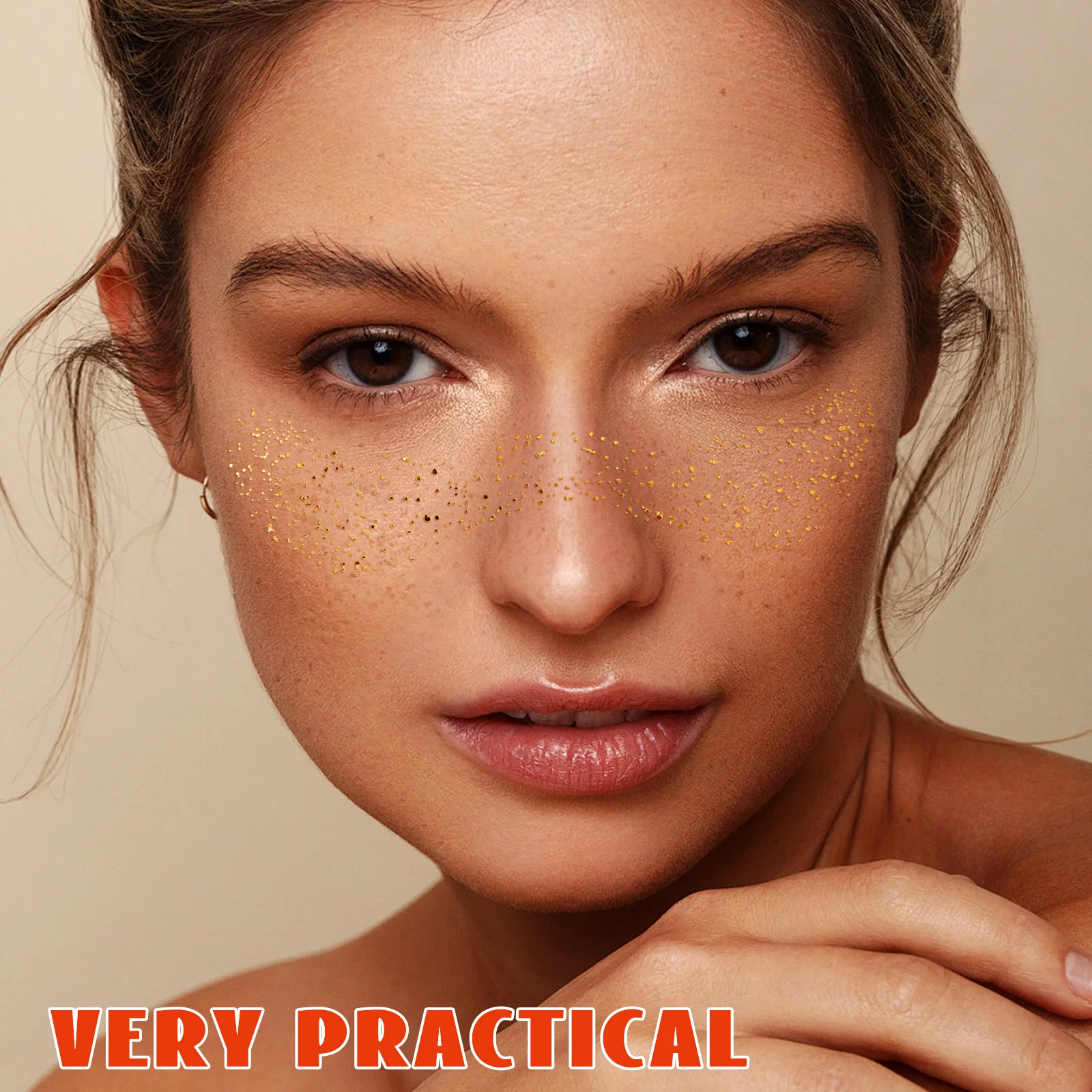 6 أوراق ملصقات النمش الوجه المؤقتة مقاومة للماء وصديقة للبشرة بقع النمش اللامعة ذات المظهر الطبيعي والنمش المزيف