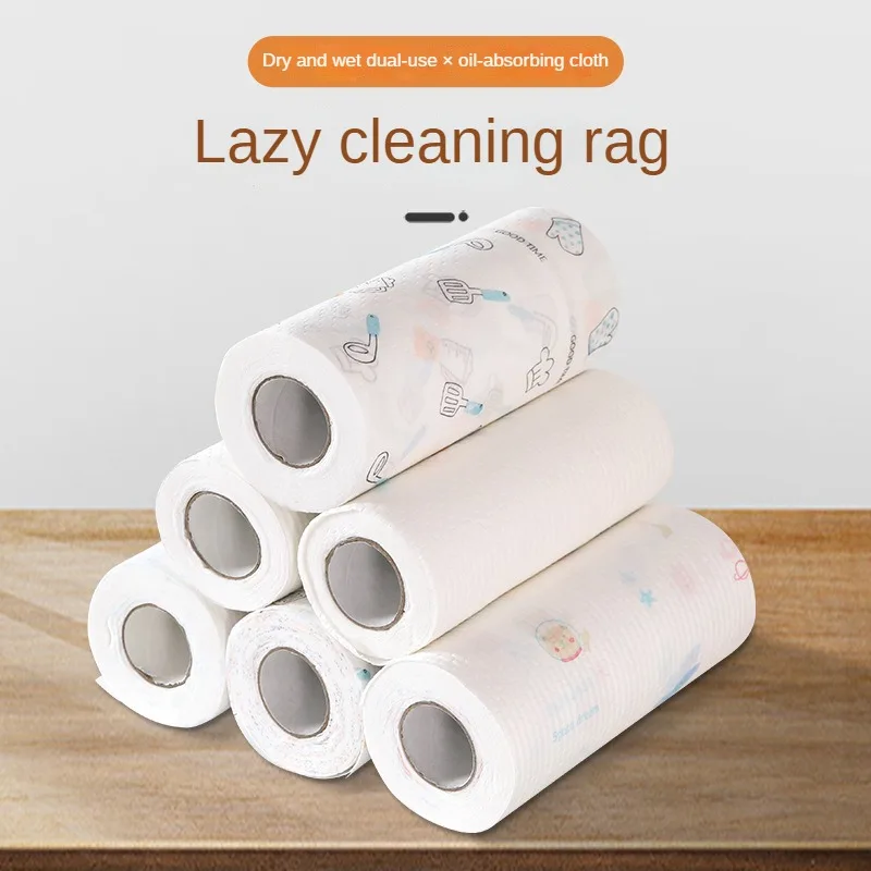 

Disposable Lazy Cleaning Rags Convenient Super Absorbent Thickened Non-Woven Non-Oily Fabric Wet Dry Kitchen Roller Dishcloths