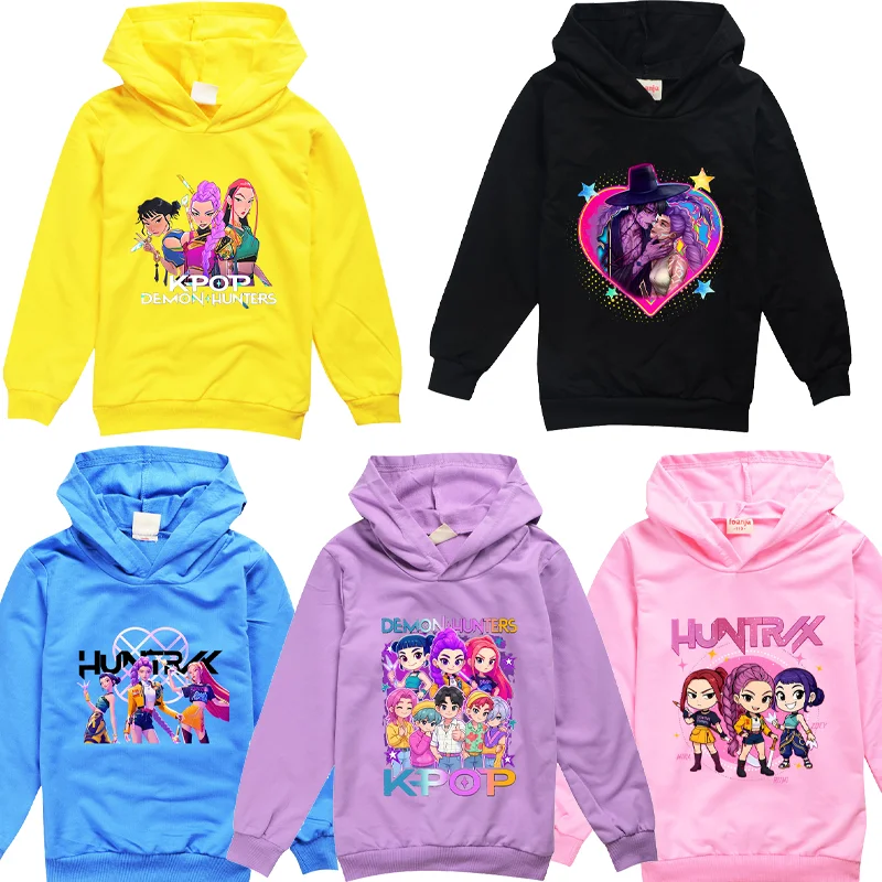 

KPop Demon Hunters Baby Hooded Sweatshirt Cute Tops Girl Boy Coat Anime Long Sleeved Child Hoodie Cartoon Clothing Birthday Gift
